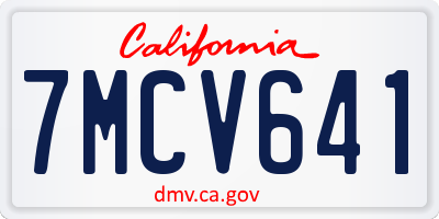 CA license plate 7MCV641