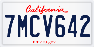 CA license plate 7MCV642