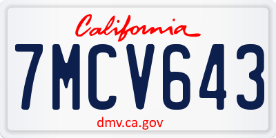 CA license plate 7MCV643