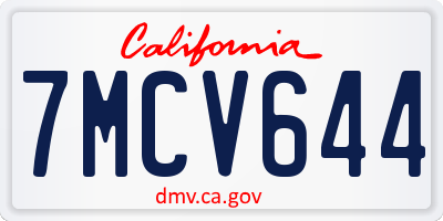 CA license plate 7MCV644