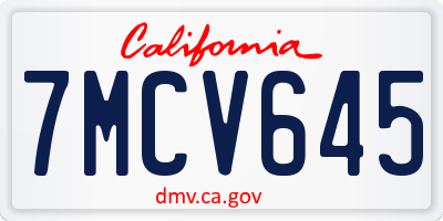 CA license plate 7MCV645