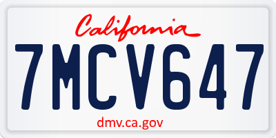 CA license plate 7MCV647