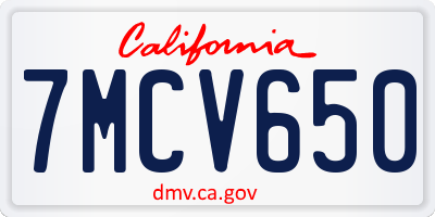 CA license plate 7MCV650