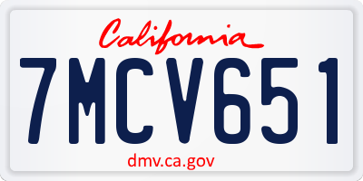 CA license plate 7MCV651