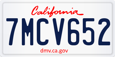 CA license plate 7MCV652