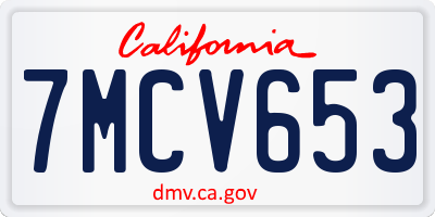 CA license plate 7MCV653