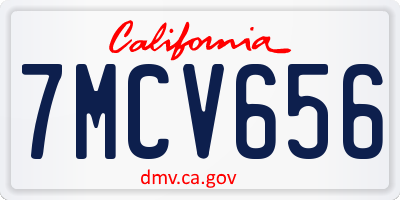 CA license plate 7MCV656