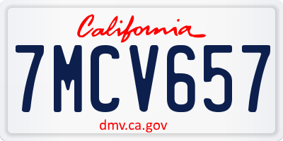 CA license plate 7MCV657