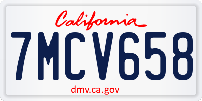 CA license plate 7MCV658