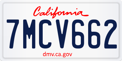 CA license plate 7MCV662