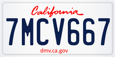 CA license plate 7MCV667