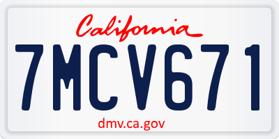 CA license plate 7MCV671