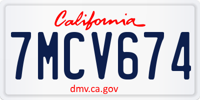CA license plate 7MCV674