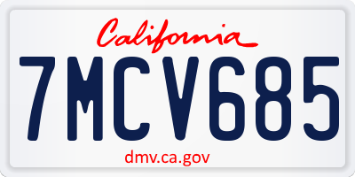 CA license plate 7MCV685