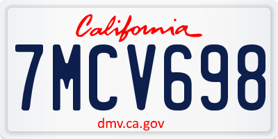 CA license plate 7MCV698