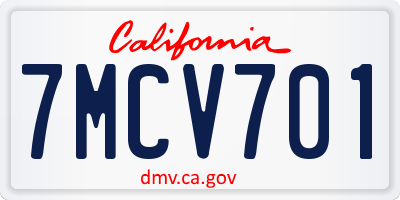 CA license plate 7MCV701