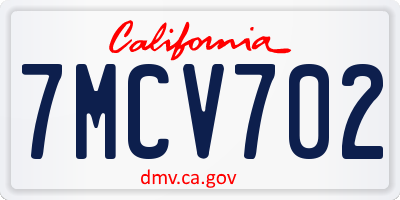 CA license plate 7MCV702