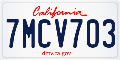 CA license plate 7MCV703