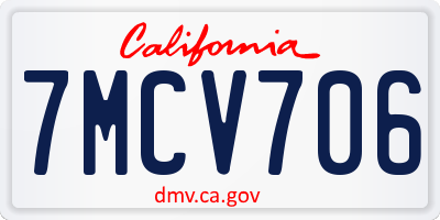 CA license plate 7MCV706