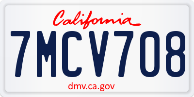 CA license plate 7MCV708