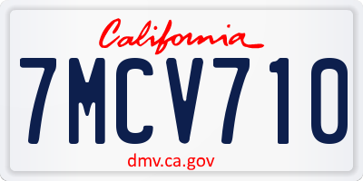 CA license plate 7MCV710