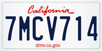 CA license plate 7MCV714