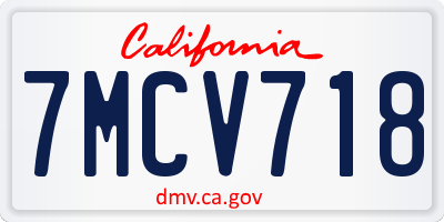 CA license plate 7MCV718