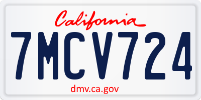CA license plate 7MCV724