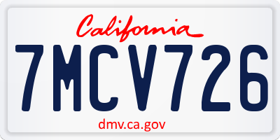 CA license plate 7MCV726