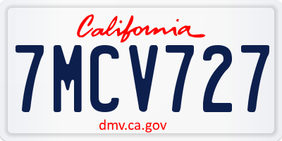 CA license plate 7MCV727