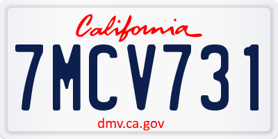 CA license plate 7MCV731