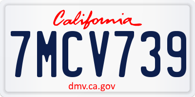 CA license plate 7MCV739