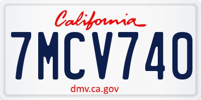 CA license plate 7MCV740