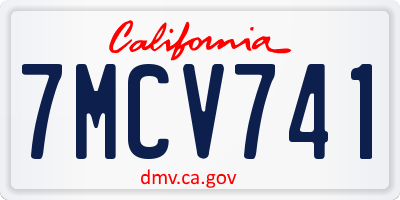CA license plate 7MCV741