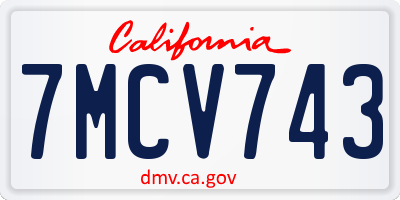 CA license plate 7MCV743