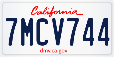 CA license plate 7MCV744