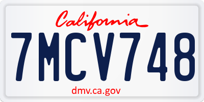 CA license plate 7MCV748