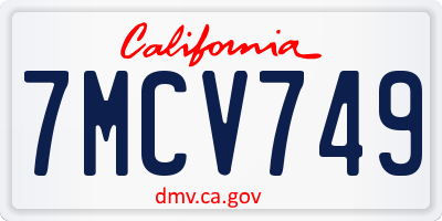 CA license plate 7MCV749