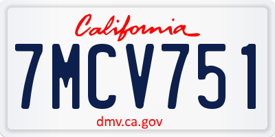 CA license plate 7MCV751