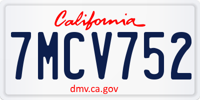 CA license plate 7MCV752