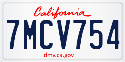 CA license plate 7MCV754