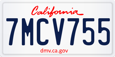 CA license plate 7MCV755