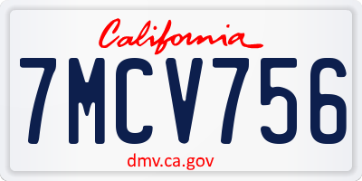 CA license plate 7MCV756