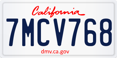 CA license plate 7MCV768