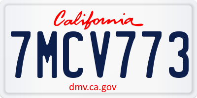 CA license plate 7MCV773