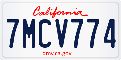 CA license plate 7MCV774