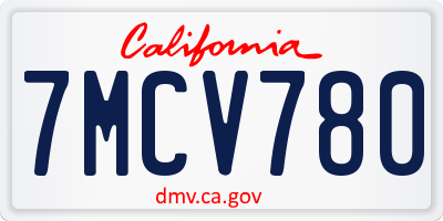 CA license plate 7MCV780