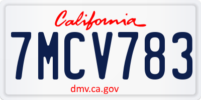 CA license plate 7MCV783