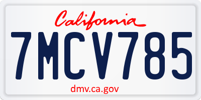 CA license plate 7MCV785