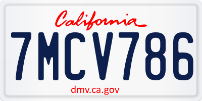 CA license plate 7MCV786